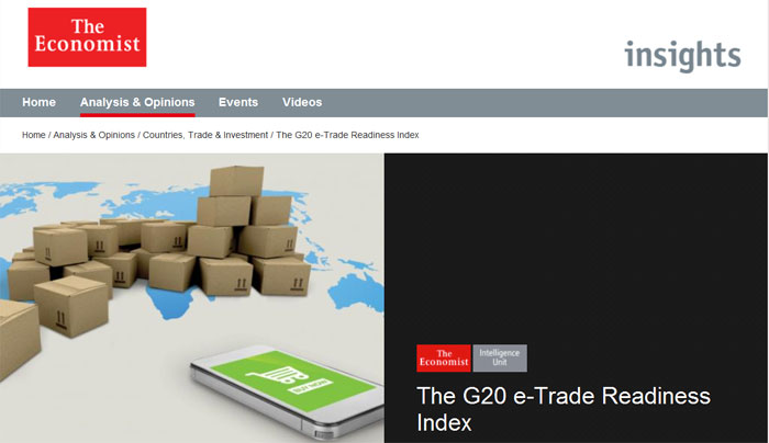 이코노미스트 인텔리전스 유닛(EIU)이 최근 발간한 'G20 전자상거래무역준비지수' 보고서(e-Trade Readiness Index)