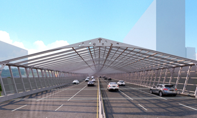 ソウル市、世界初の太陽光パネルの防音トンネルを設置