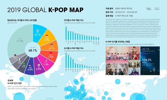 世界地図から分かるｋ ｐｏｐの人気 Korea Net The Official Website Of The Republic Of Korea