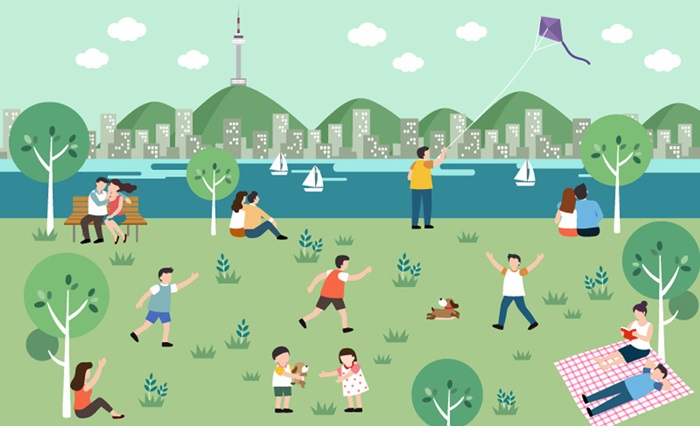 「漢江市民公園」は、韓国人だけでなく外国人にも人気スポットである＝アイクリックアート