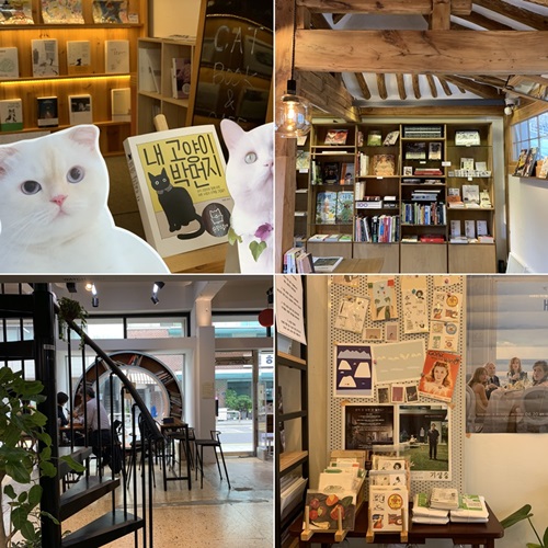 （左上から時計回りに） 猫本専門書店「シュレーディンガー」、韓屋書店「ソウルの時間を描く」、映画専門書店「観客の好み」、歴史専門書店「歴史本屋」