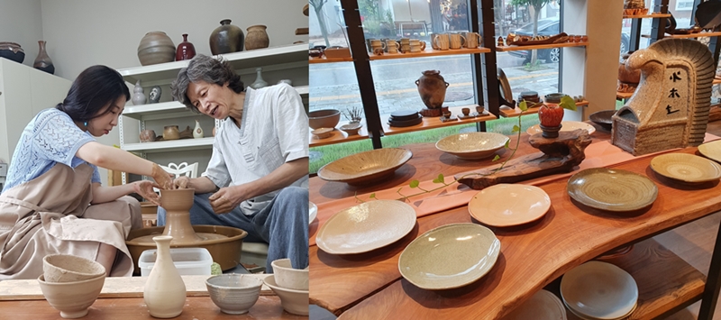 利川陶磁芸術村では陶磁器を作る体験ができる＝４日、京畿道・利川、キム・ヘリン撮影