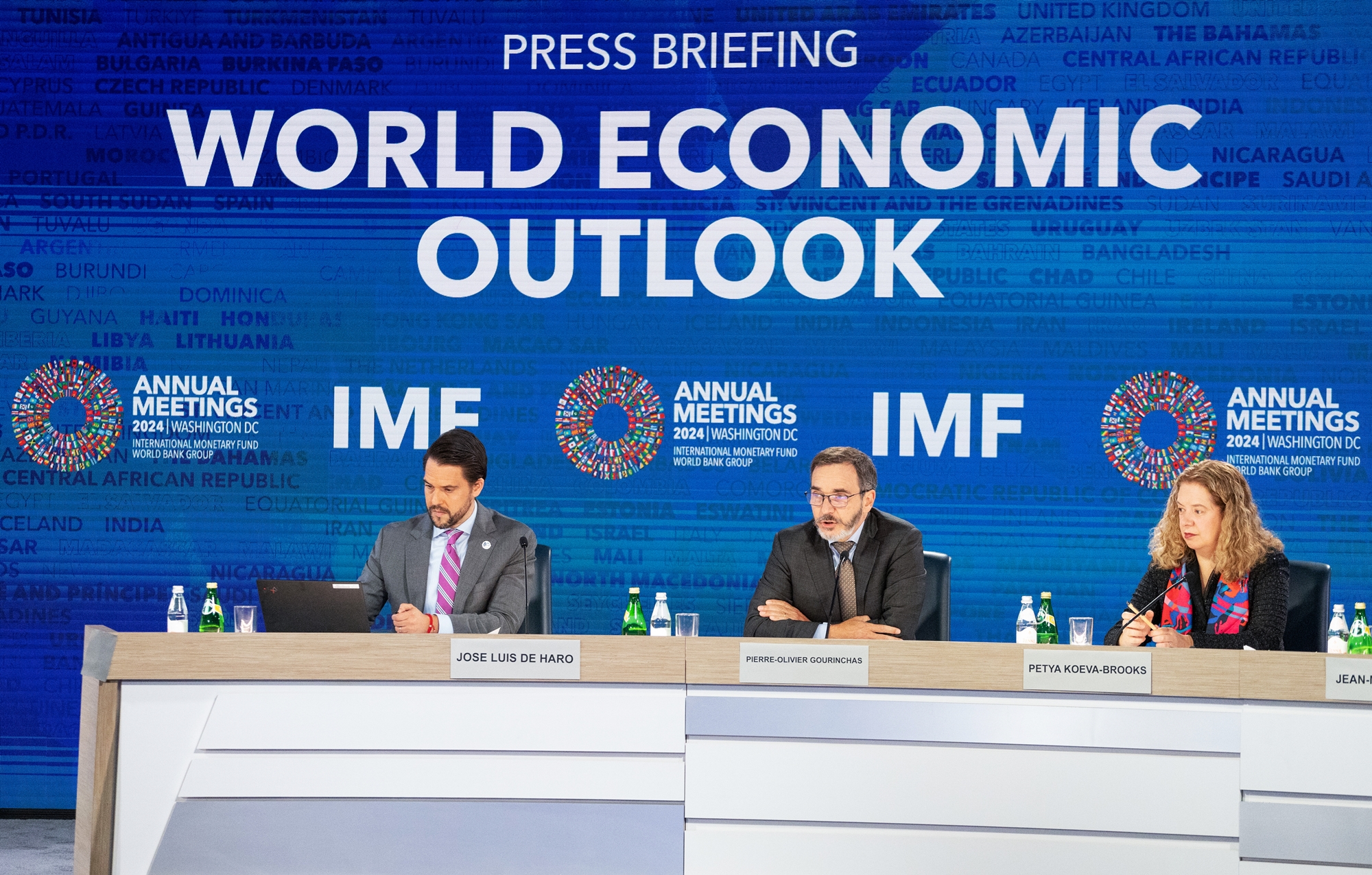 ＩＭＦが開催したメディア向けの記者会見＝２２日（現地時間）、米ワシントン、聯合ニュース