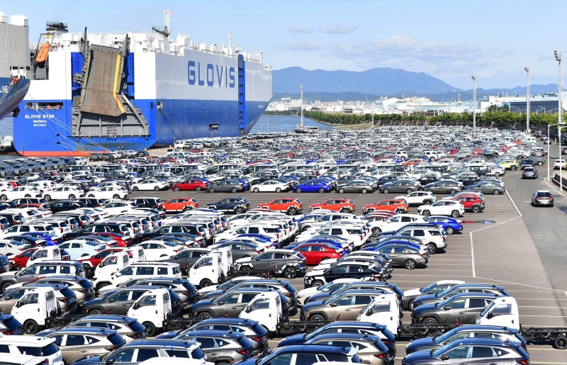 写真は、現代自動車の蔚山工場の輸出船積み埠頭＝蔚山、現代自動車グループ