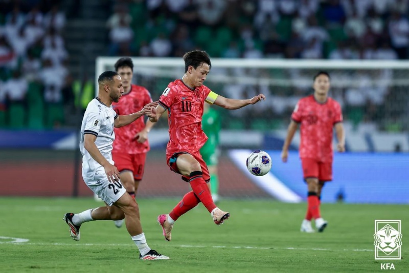 写真は、イラク戦のワンシーン＝６日、イラク、大韓サッカー協会（ＫＦＡ）