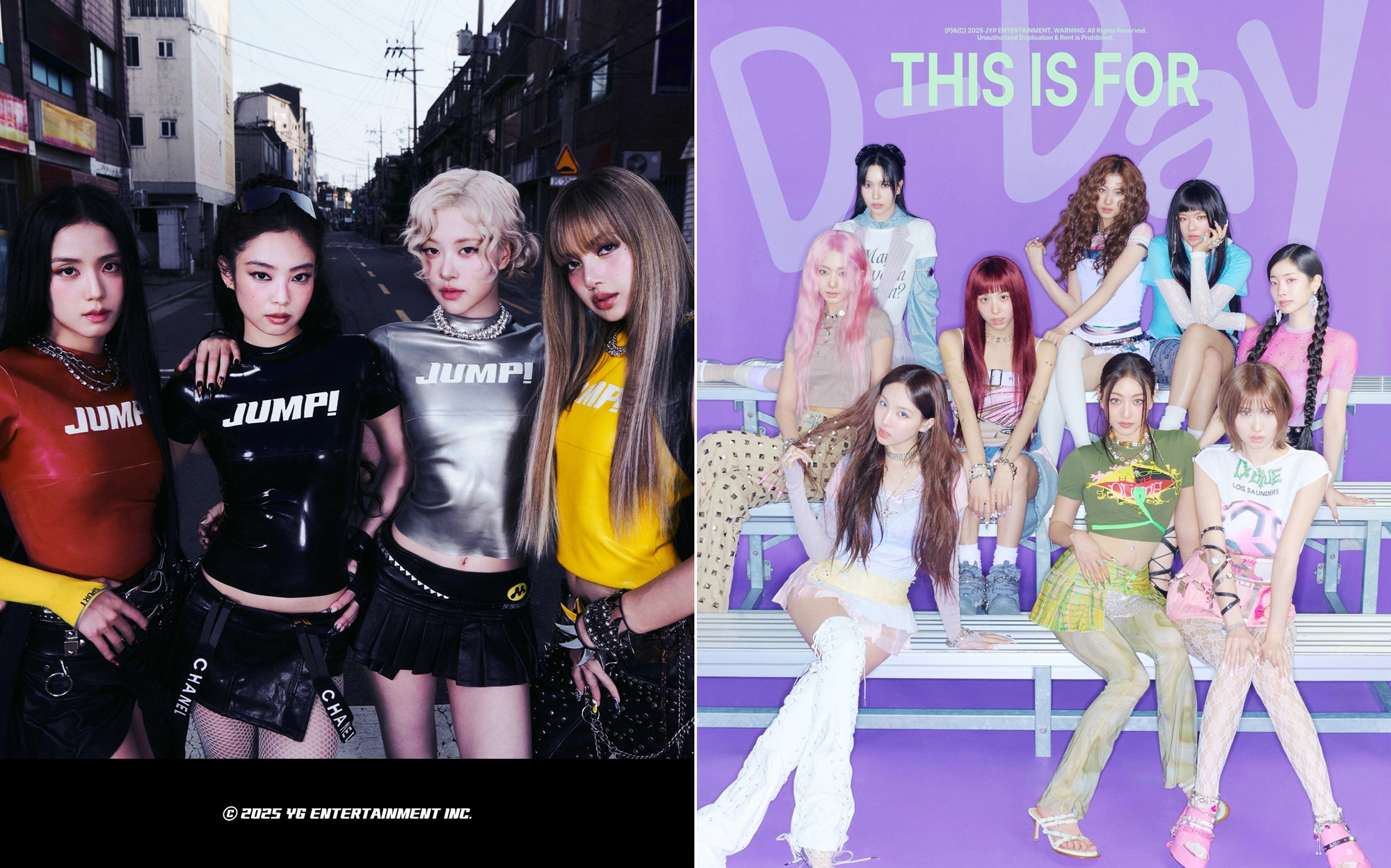 ＢＬＡＣＫＰＩＮＫ（左）とＴＷＩＣＥ＝ＹＧエンターテインメント、ＪＹＰエンターテインメント 