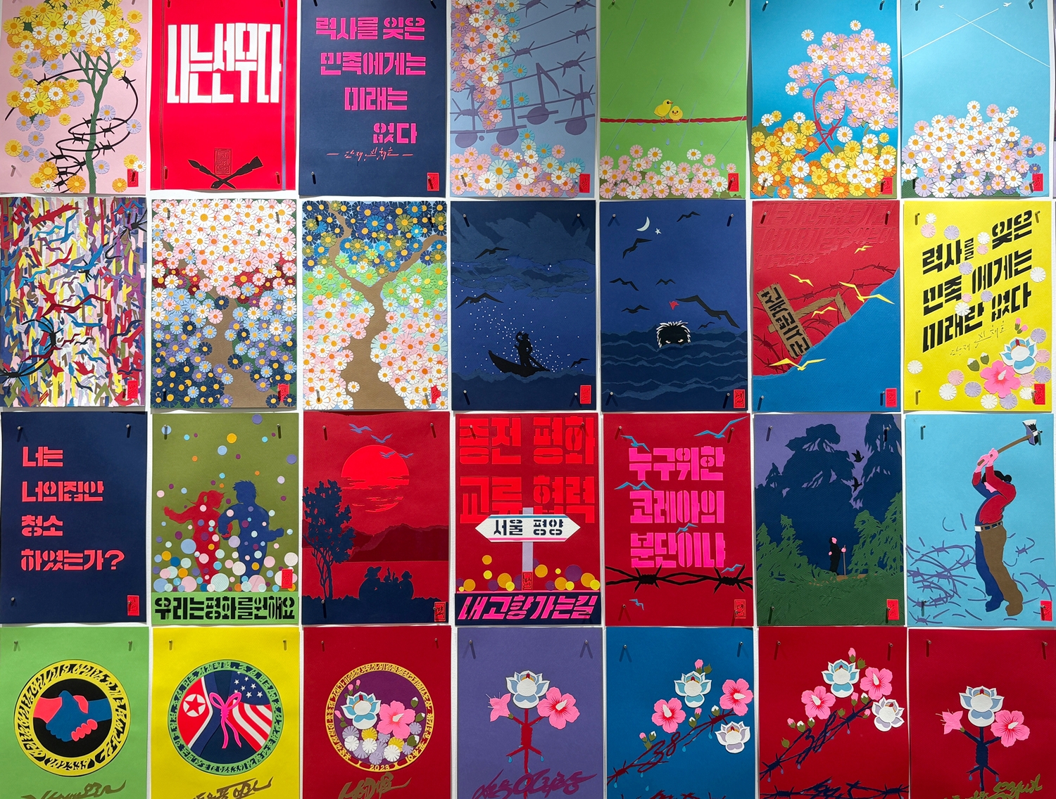 「色紙作品」の一部。作品は油絵９２点で構成されている。