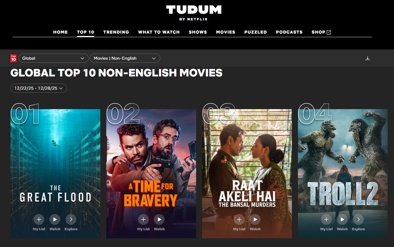 ネットフリックス非英語映画部門で１位を獲得した韓国映画『大洪水』