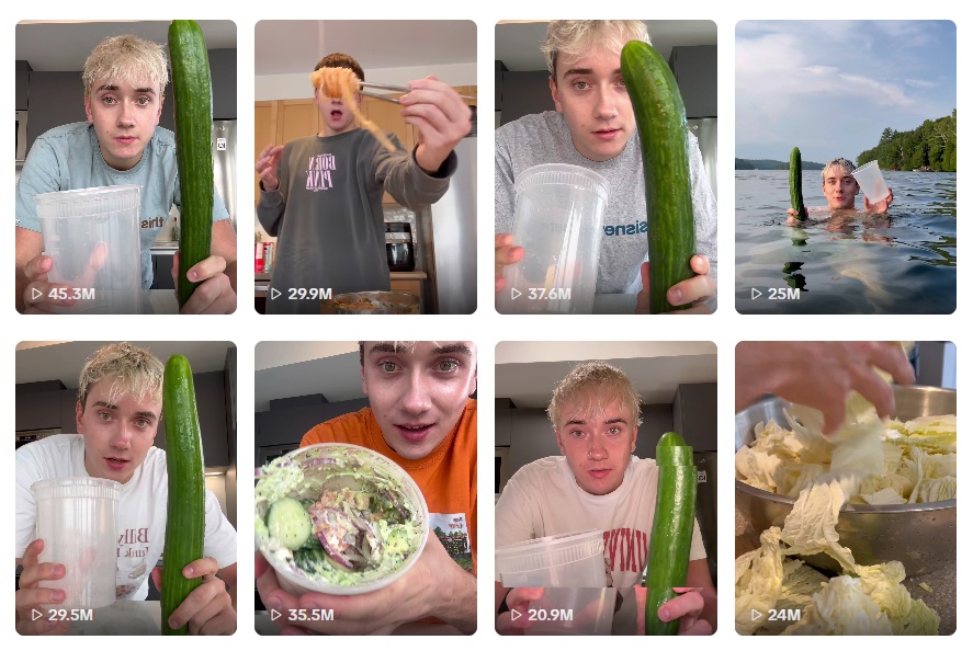 韓国料理のクリエイターであるローガン・モフィットのＴｉｋＴｏｋに投稿された「きゅうりのサラダのレシピ」＝ローガン・モフィットのＴｉｋＴｏｋ（＠ｌｏｇａｇｍ）