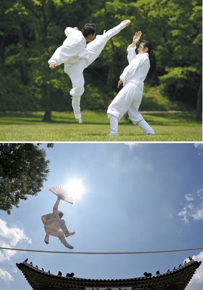 <B>1. Taekkyeon</b> A traditional Korean martial art marked by elegant yet powerful physical movements. <B>2. Jultagi</b> Performance of tightrope walking combined with singing, comedy and acrobatic movements. 