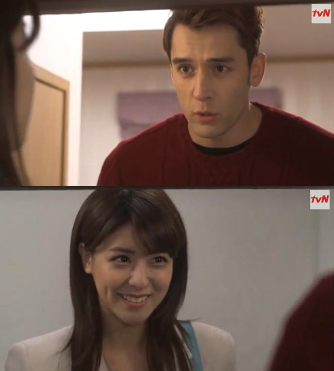 tvN 드라마 ‘감자별2013QR3’에서 커플로 함께 출연하고 있는 줄리엔 강(위)과 후지이 미나 (사진캡쳐: tvN ‘감자별2013QR3’)