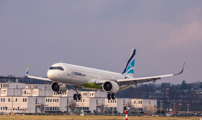 韓国の空から見える景色＝エア釜山