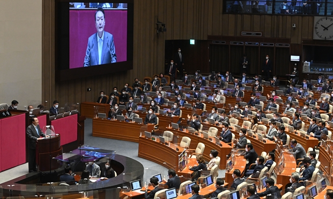 尹大統領　初の施政方針演説