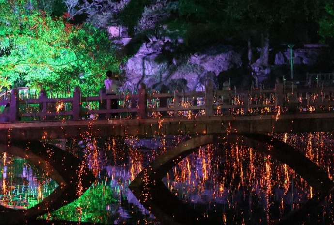 夜空彩る美しい「落花遊び」
