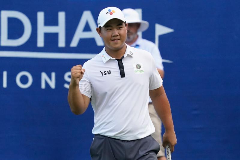 PGAツアー「ウィンダム選手権」に臨むキム・ジュヒョン＝７日、米ノースカロライナ州、聯合ニュース