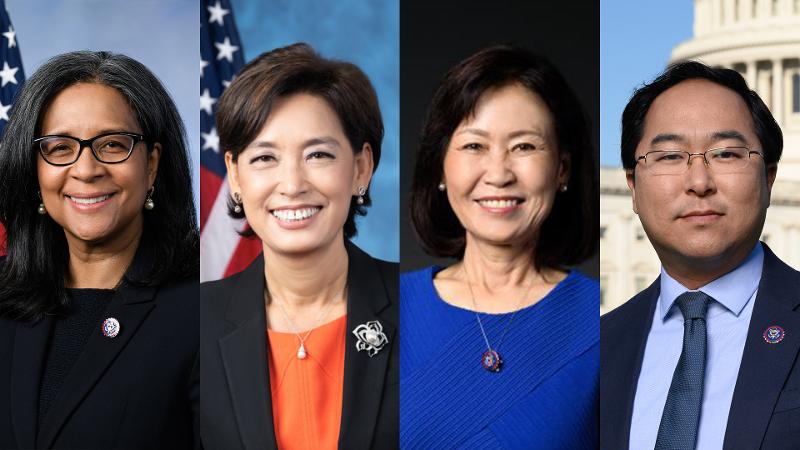 （左から）Marilyn Strickland、Young Kim、Michelle Steel、Andy Kim＝各議員のホームページ