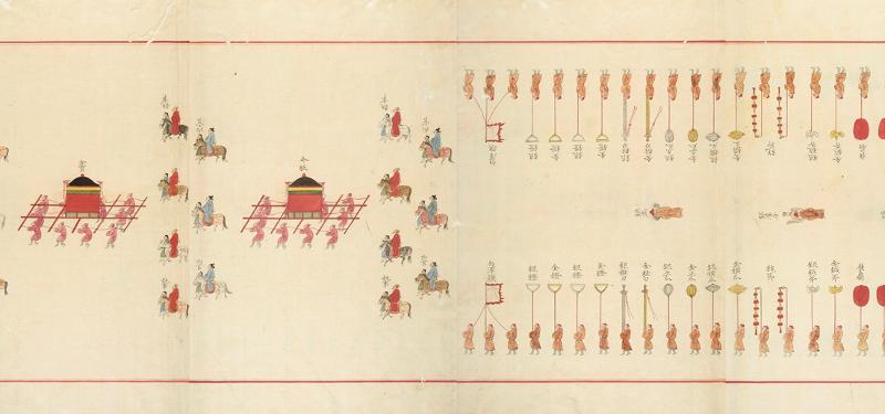 国立中央博物館は、「外奎章郭儀軌」専用の展示室を１５日に公開すると１３日、明らかにした。写真は、粛宗と継妃仁顕王后の婚礼を記録した粛宗仁顕王后嘉礼図鑑儀軌＝国立中央博物館